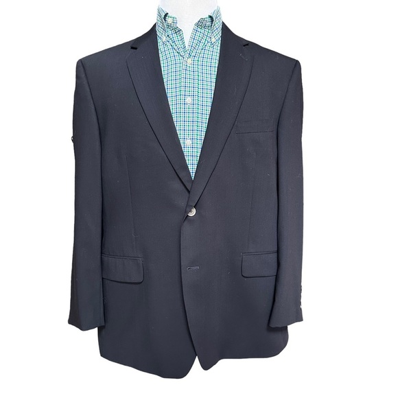 Calvin Klein Mens Black Wool Two Button Sport Coat‎ Blazer Size 46R